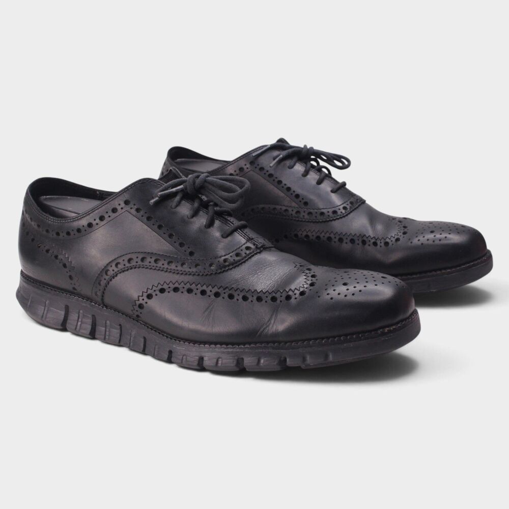 Cole Haan ZERØGRAND Wingtip Oxford men's shoes in black leather, size 13 M.